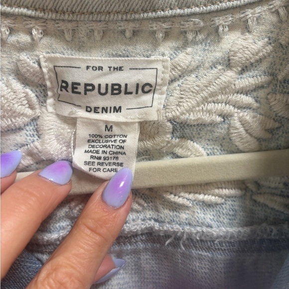 For The Republic Denim Embroidered and Hand Died Jean Jacket - Picture 4 of 7